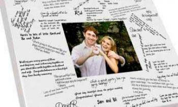 Premium Stretched Canvases wedding option with a white border for signing