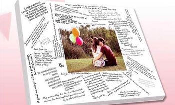 Standard Stretched Canvases wedding option with a white border for signing